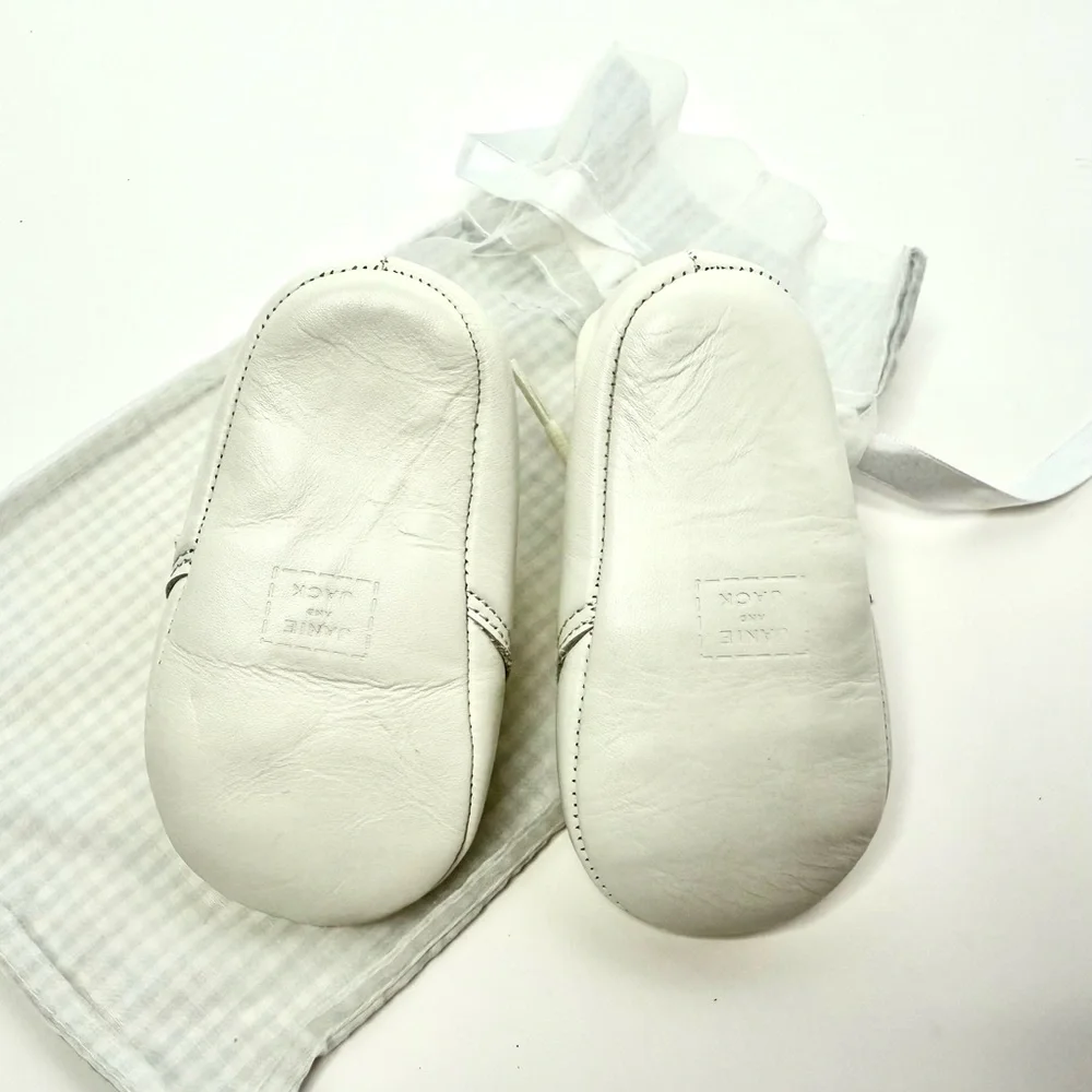 Janie and Jack Classic White Leather Baby Shoes